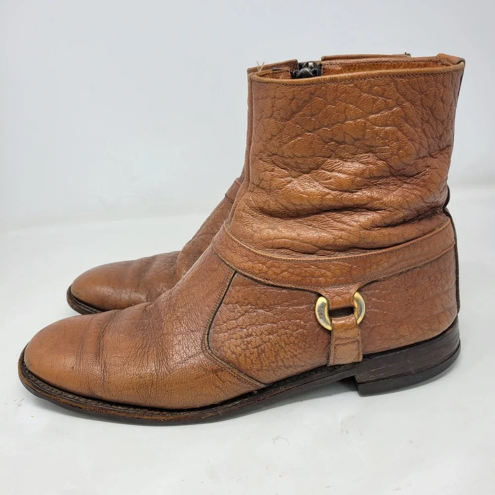 Stuart McGuire Brown Leather Harness Ankle Boots Made in England Mens S907 53636